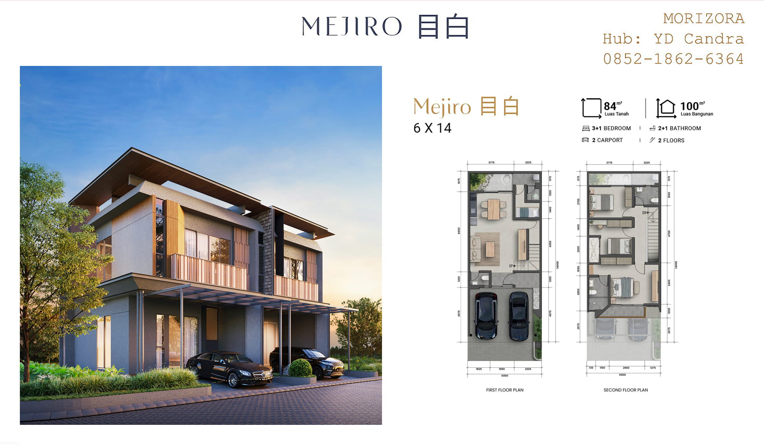 Morizora Hub YDCandra 085218626364 Type Mejiro cover n floor plan
